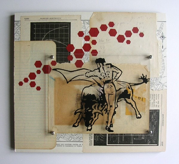 art - matador, bullfighter mixed media, collage