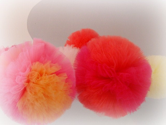 Peony Puff Party Pack Of TEN In Pink, Red and Corals by Whimsy Wendy Il_570xn
