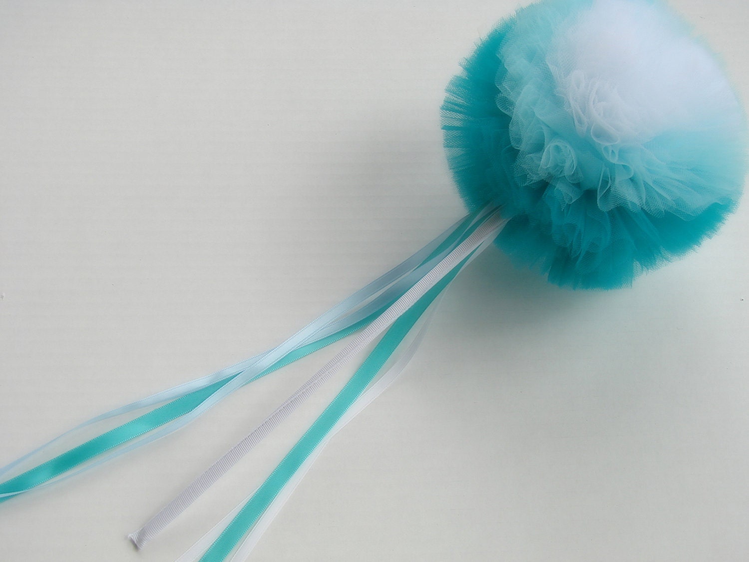 Don't Have the Blues, Aqua, Teal and White Puffy Whimsy Wishing Wand Il_570xn