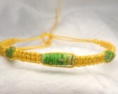 yellow fiber bead hemp bracelet adjustable