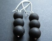 Matte Black Glass Earrings--Coal