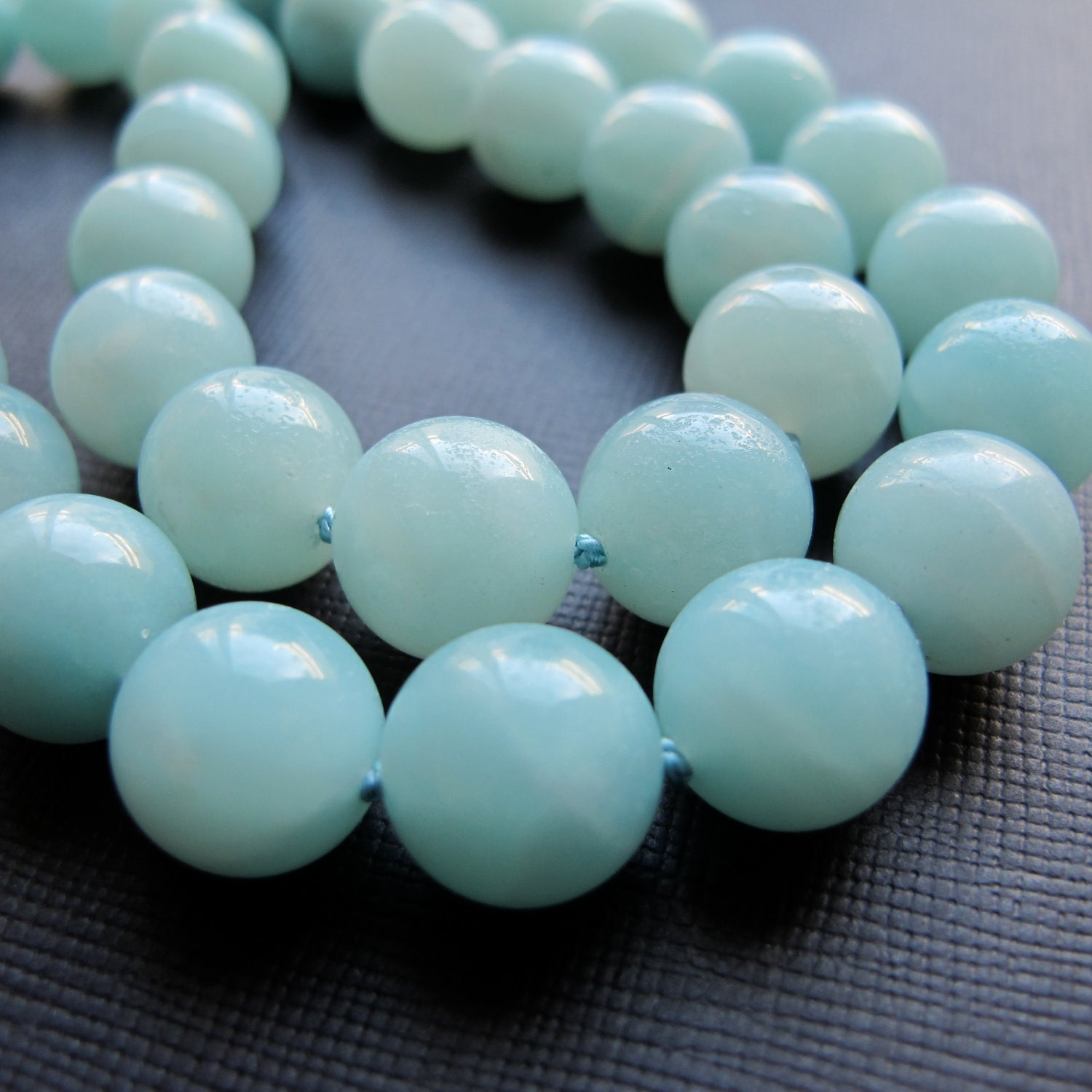 Amazonite Hand Knotted sterling Silver Necklace-Madison