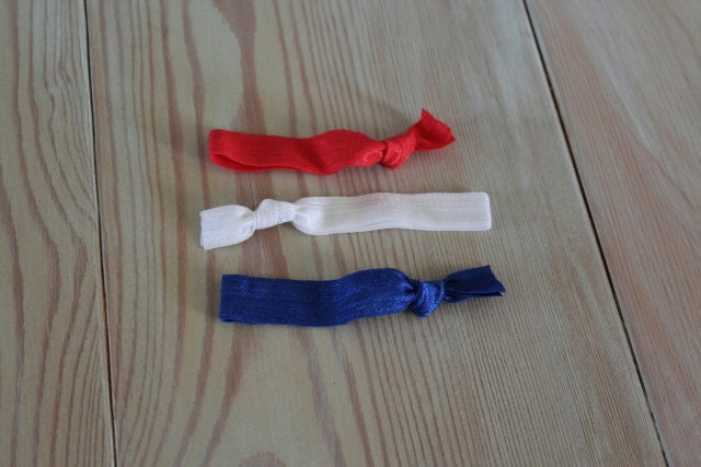 Knotted Elastic Red White and Blue Patriotic Hair Ties