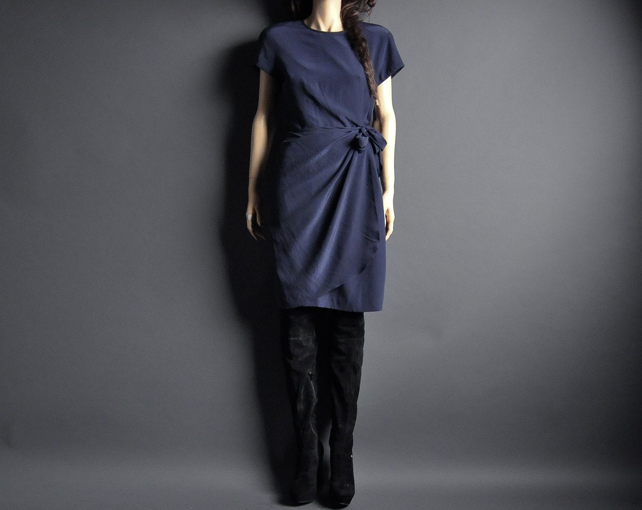 vintage 80s GEOFFREY BEENE silk wrap dress m