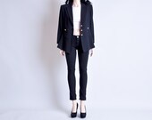 SONIA RYKIEL black crepe blazer jacket / s / m