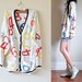countless times vintage pop number print oversized boyfriend cardigan sweater s m
