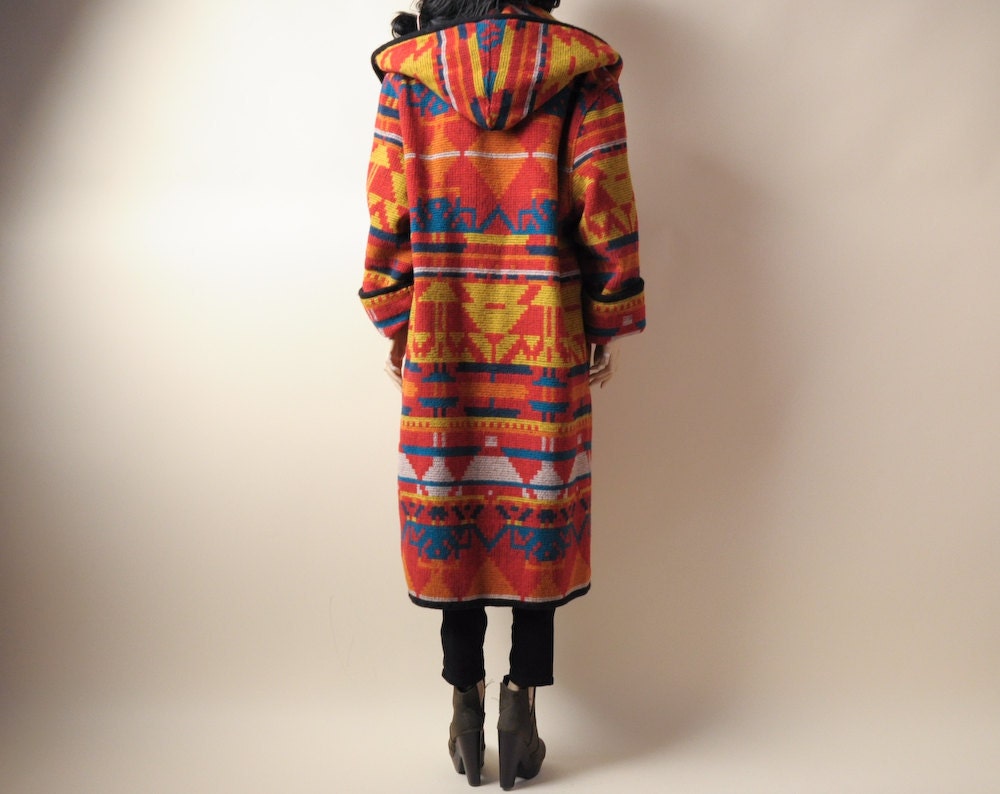 RESERVED. southwest navajo print blanket coat / hooded / oversized / s / m / l