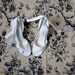 white leather wedge sandals / ankle strap / high heel / 6.5, 7