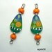 Fun And Frosted Tear Drop Murrini Pair Lampwork Beads