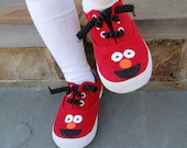 Elmo Shoes- Hand painted full face Red Monster inspired sneakers for boys or girls - baby, toddler childrens shoes