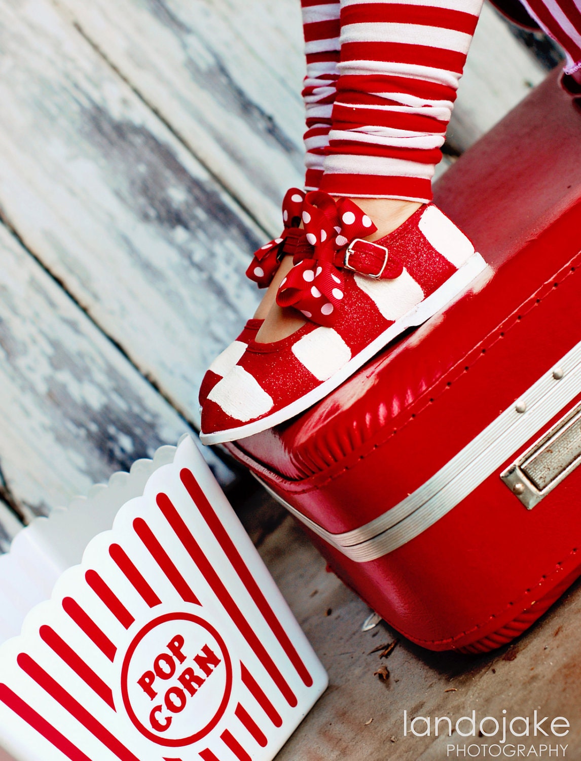 Girls shoes - Handpainted Candy cane stripe maryjane  shoes for girls, baby and toddler- Valentines, 4th of July or Christmas shoes