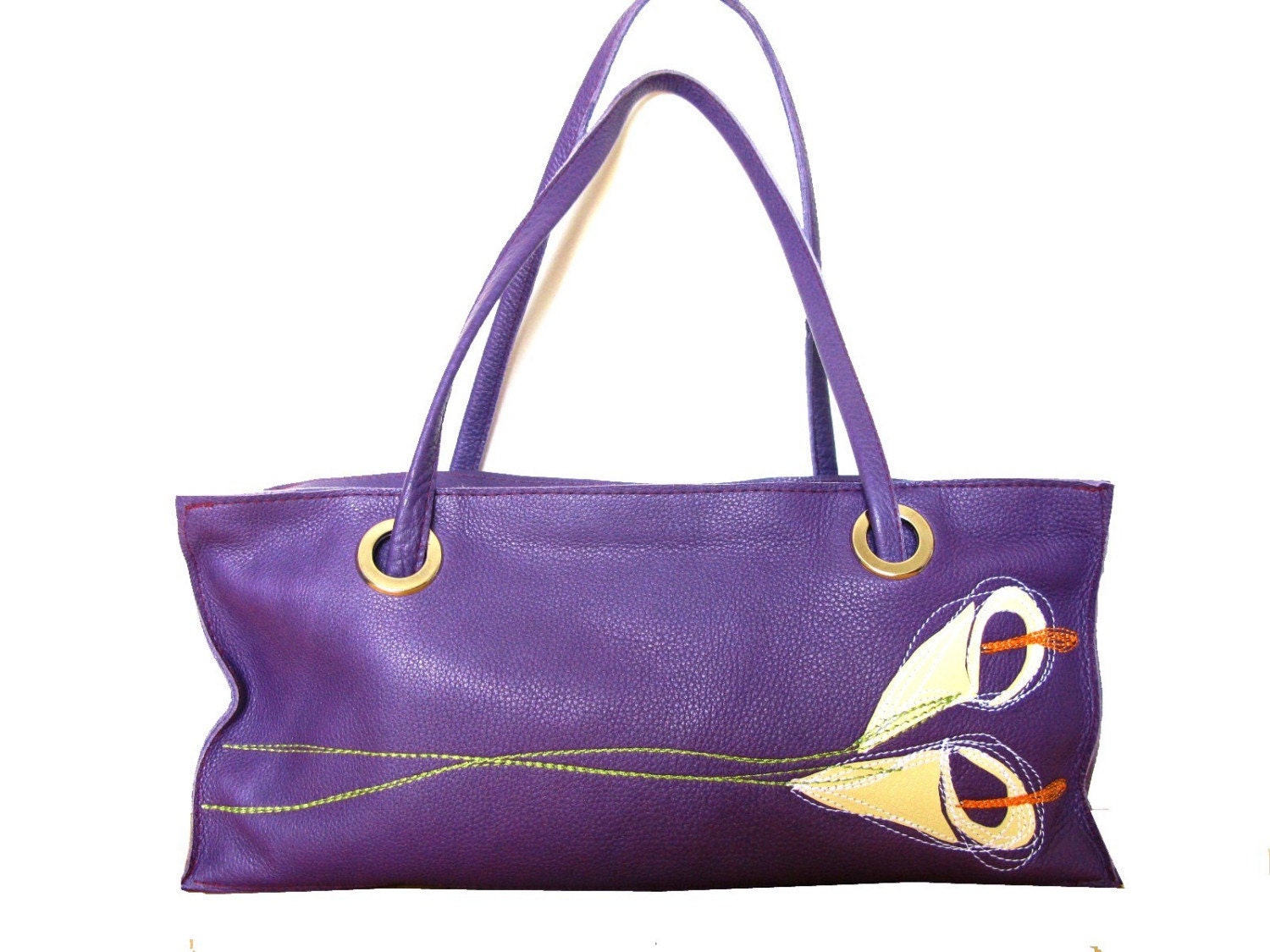 purple lily - leather bag