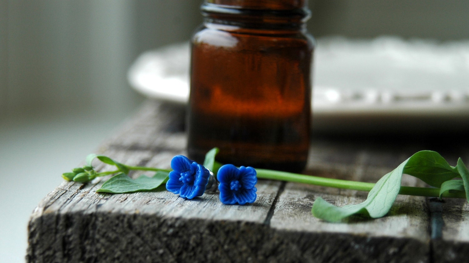 Royal Blue Buttercup . flower post earrings