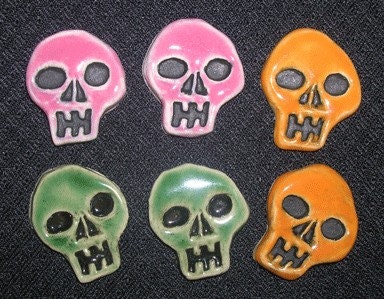 Set of six Dia de Los Muertos Skull Tiles