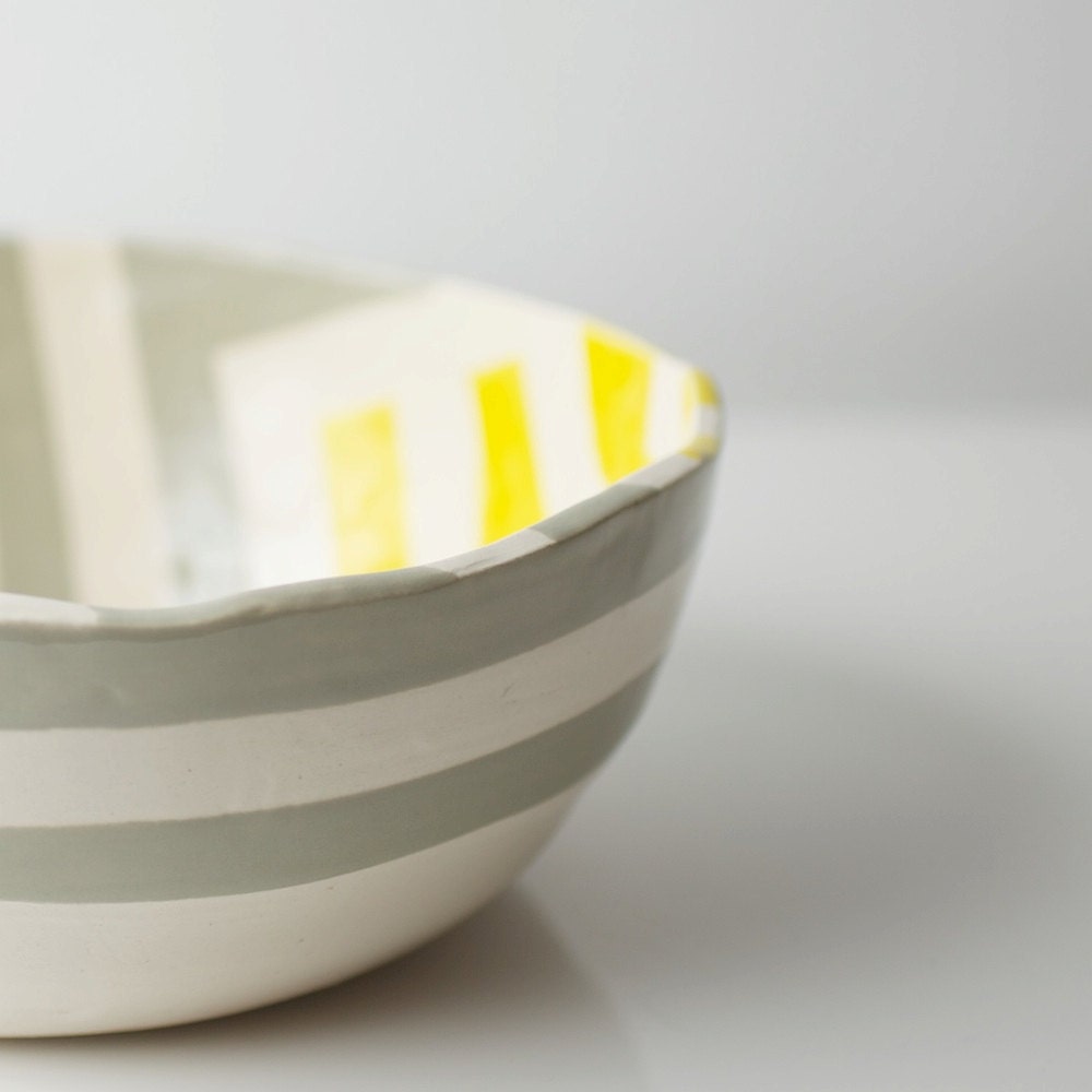 Grey & Yellow Zag Bowl