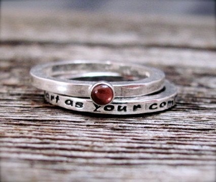 Inscribed Use Your Heart As Your Compass Story Stack Ring Set