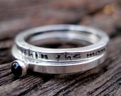 Black Lab Story Stack I Will Live Within The Moment Rings in Sterling and Black Onyx