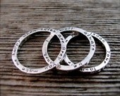 Set of Three Stackable Secret Poetry Rings in sterling and new lowercase font