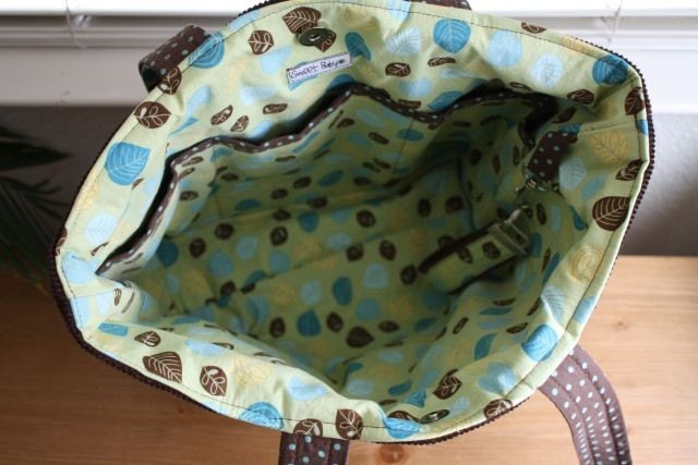 Sweet Baby Mommy Bag Diaper Bag (Brown Corduroy Leaves) READY TO SHIP