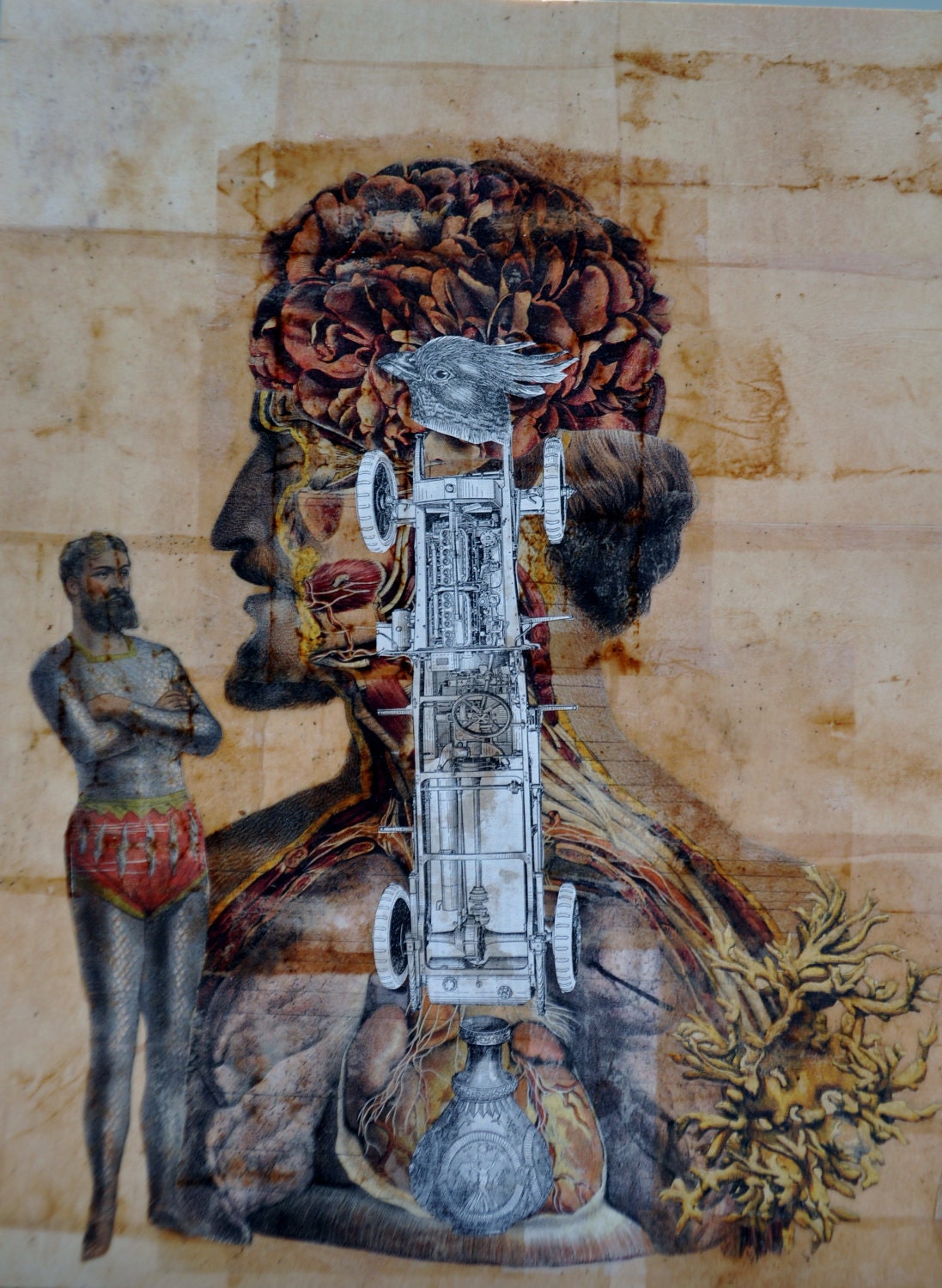original fine art collage -- circus