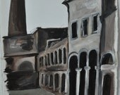original oil sketch architecture study 'smokestack'