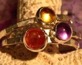 5mm Stone Stacking Ring Single Fine Silver Hammered Band
