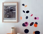 Sprout modern kinetic mobile - Autumn colours - orange pink black ( by Pukapuka)