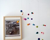 Polka Dot modern felt baby mobile - rainbow colours by PukaPuka - large