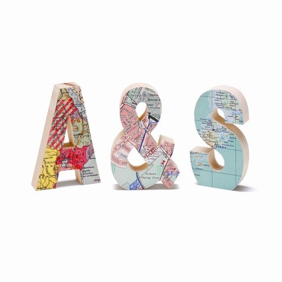 Set of three bespoke map Initials