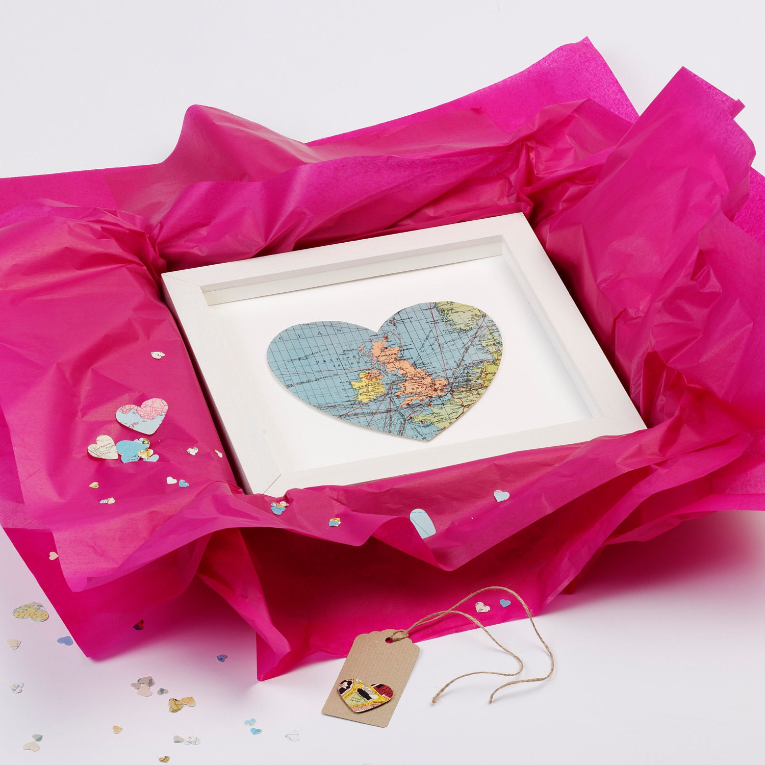 Bespoke map heart - Unframed