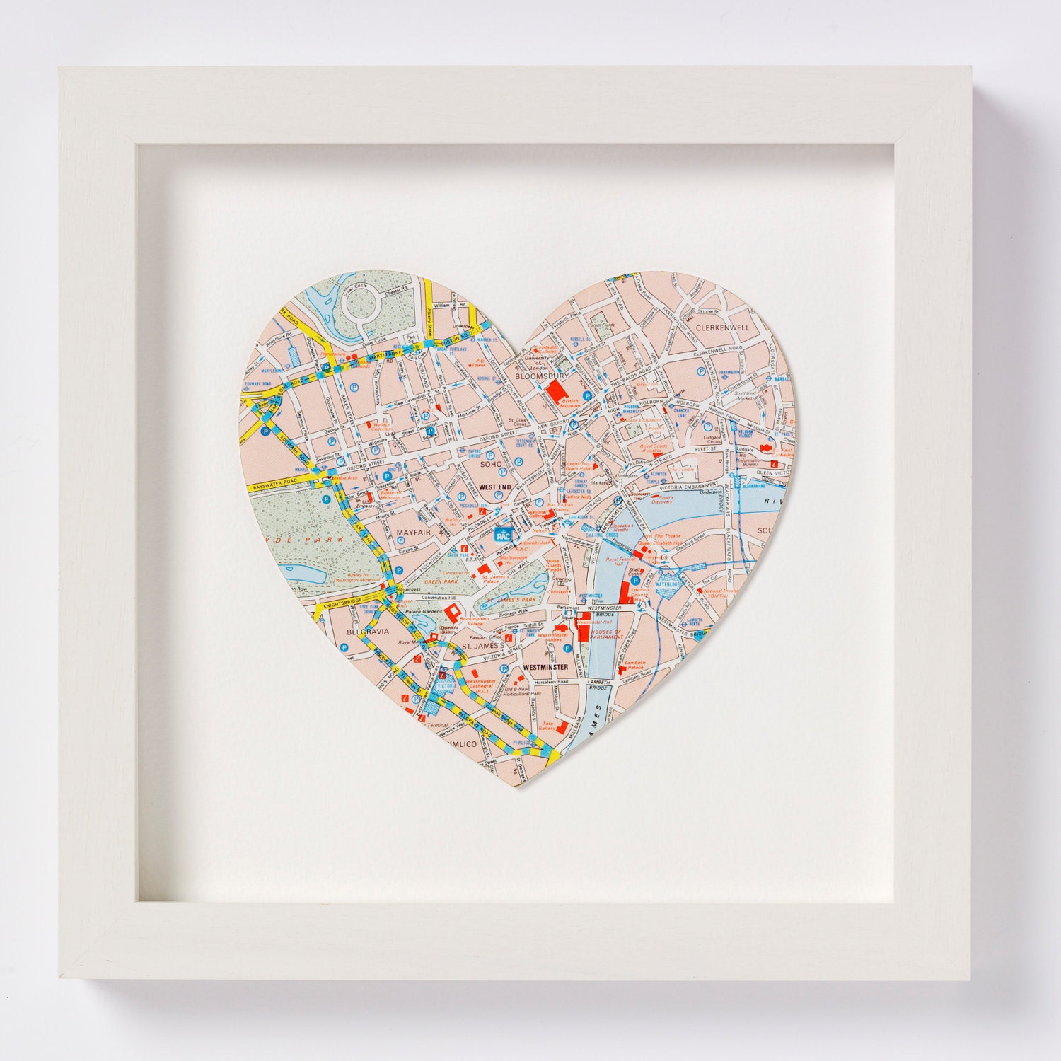 Bespoke map heart - Framed
