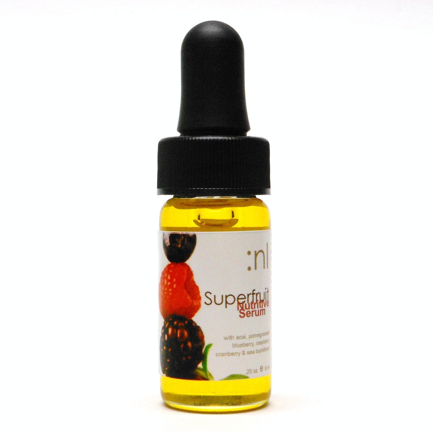 Organic Super Food Serum. Cold Pressed Berry Oils of Blueberry, Sea Buckthorn and Pomegranate. Natural Skin Care. Vegan.