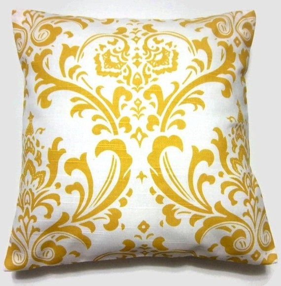 Decorative Pillow Cover Yellow White by LynnesThisandThat on Etsy