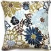 Two Blue Olive Green White Brown Pillow Covers  Decorative Floral Toss Accent Throw Pillow Cover 16 inch