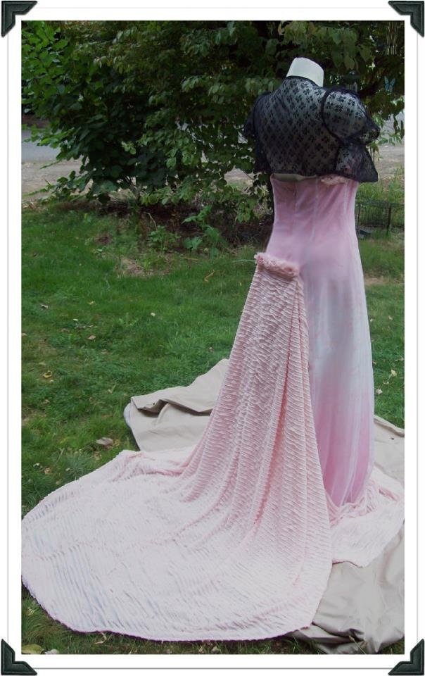 Cascading Ruffles and Roses Wedding Gown with Lace Shrug  Custom Color and Size  Faeryspell Creations