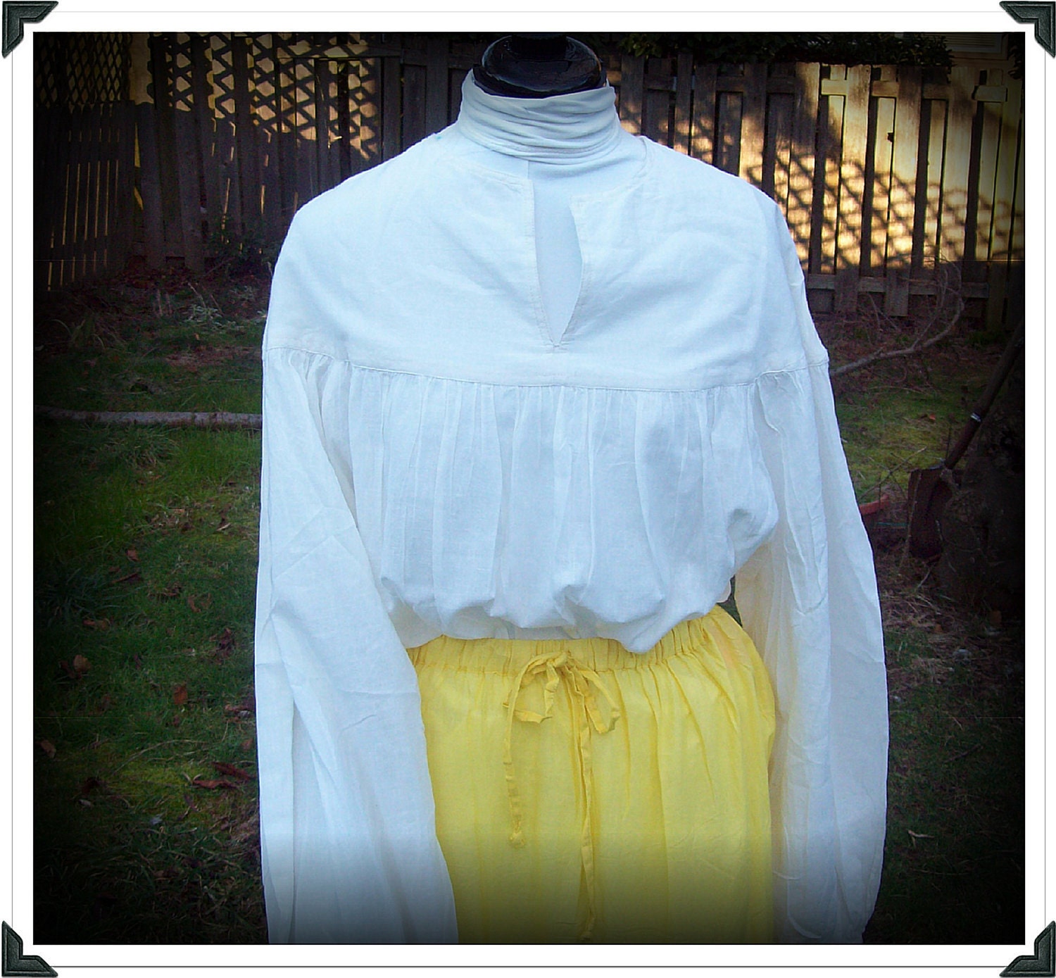 Natural Cotton Peasant Shirt, Gypsy, Renaissance, Bohemian