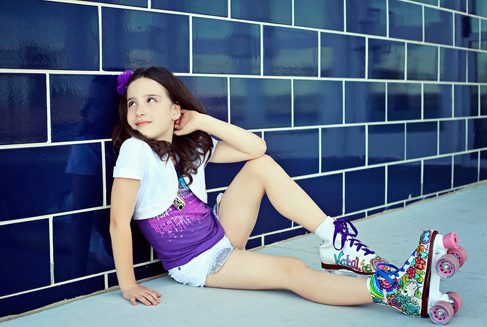 Custom Unicorn Peace signs Rainbows and Flowers Painted on Your Skates Design Fee only