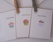 Birthday Cupcake Mini Cards set of 3