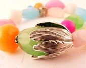 Beaded Gemstone Necklace Chunky Spring Colors