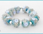 Blue Mermaids Rockpools - Lampwork  Glass beads by Clare Scott SRA