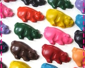 CHILDREN'S PIG CRAYONS - Party Pack of 20 Favors - Red, Yellow, Pink, Green, Purple, Orange, Peach, Blue, Turquoise, Lime, Gray, Brown, Etc.