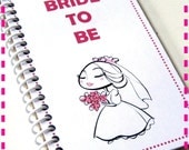 BRIDE TO BE - Mini Jot and Go Recycled Notebook / Upcycled Journal - With Bouquet of Fuchsia Hot Pink Flowers - Eco Friendly
