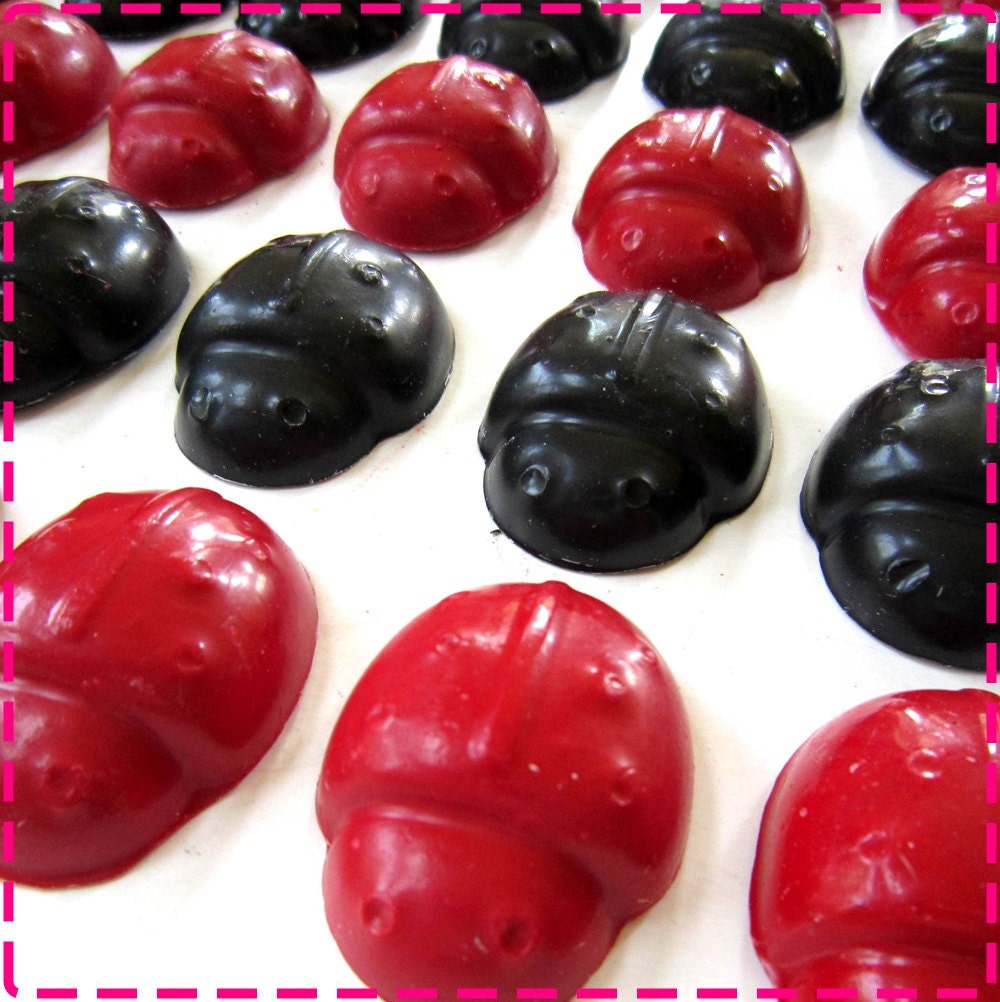 RED and BLACK LADYBUG Crayons Recycled - Party Pack of (20) Favors -Also Avail. in Red, Pink, Purple, Orange, Blue, Green, Lime, Etc.