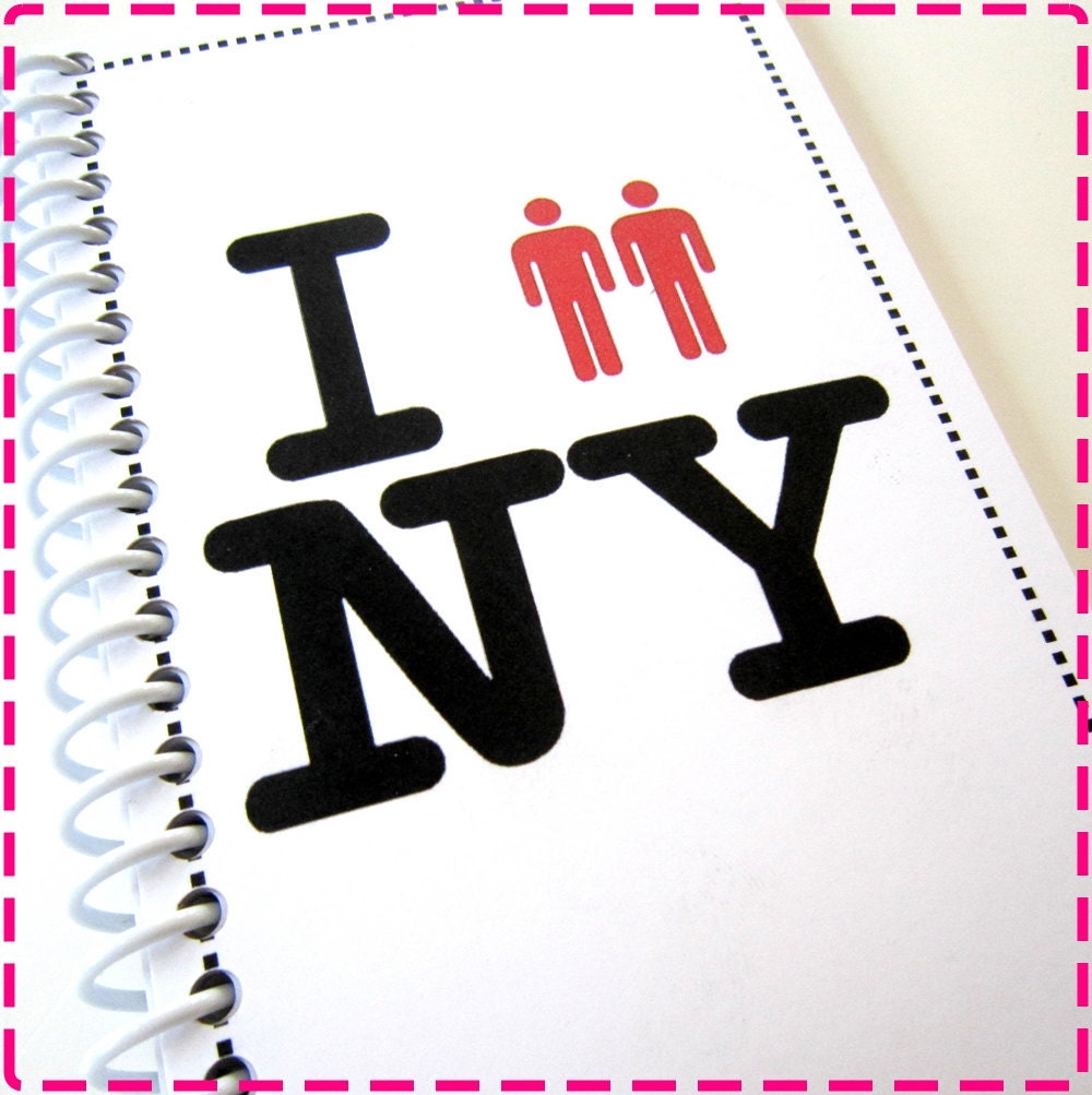 GROOM AND GROOM - Gay New York Wedding - Mini Jot and Go Recycled Notebook / Upcycled Journal, Card, Announcement - Free Personalization
