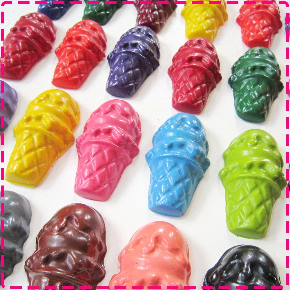 Kids' ICE CREAM CONES Coloring Crayons - Party Pack of 20 -Birthday Party Favors - Eco-Friendly Toys in Yellow, Pink, Lime, Blue, Etc.