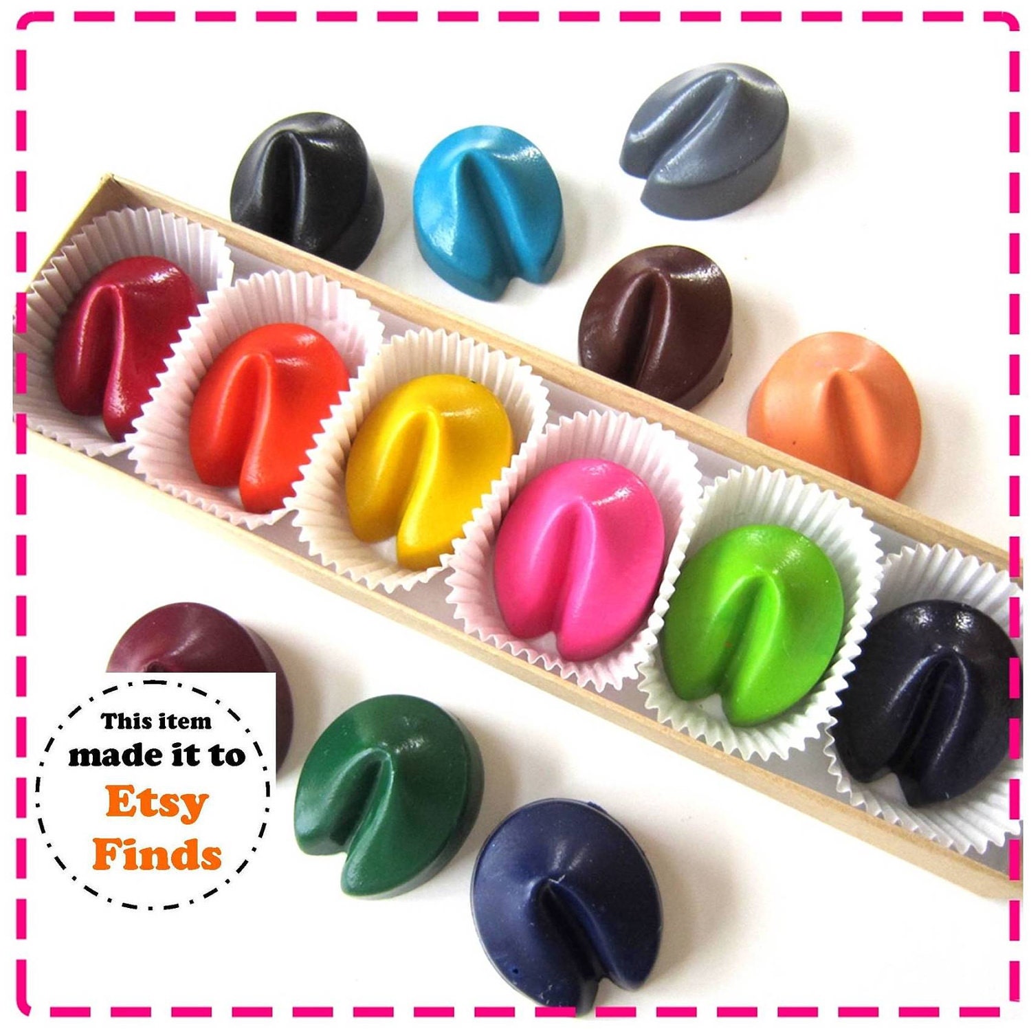 Kids' FORTUNE COOKIE CRAYONS Coloring Party Favors - Set of Six (6) - Eco-Friendly Toys in Assorted Colors - Free Gift Box