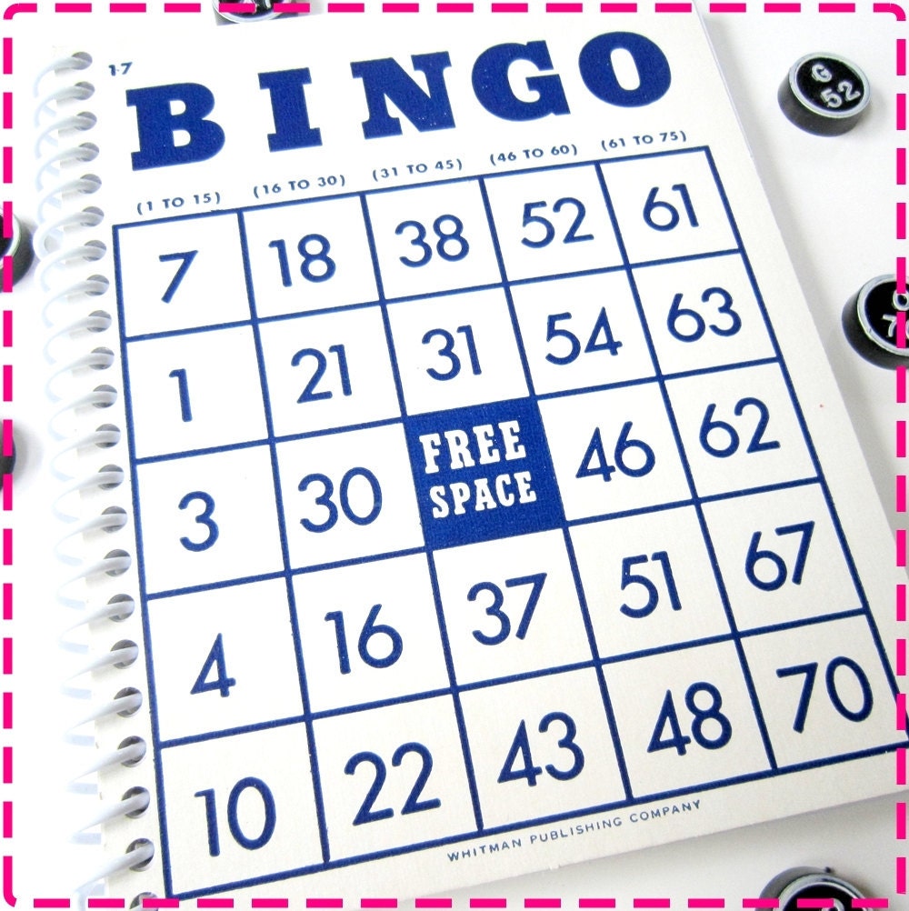 VINTAGE 1959 BINGO CARD Game Original Recycled Notebook / Upcycled Journal - Spiral Bound and Eco Friendly