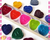 Kids' Conversation HEART CRAYONS - Set of (5) - Coloring Party Favors - Eco-Friendly Toys in Assorted Colors - Free Gift Box