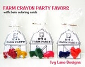 Kids' ON THE FARM Crayon Favors - Party Pack of (10) Favors (20 Crayons) Toys - Barn, Tractor, Pig, Horse, Cow & Rooster In Assorted Colors