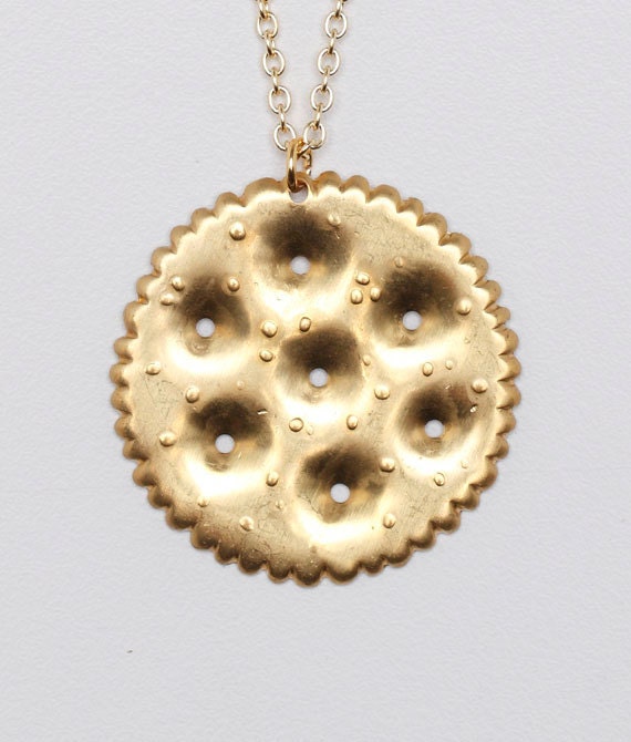 Ritz Cracker Charm Necklace With Brass Chain
